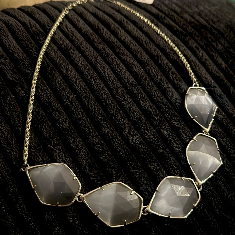 Kendra Scott Silver with Slate Cat Eye Connely Necklace